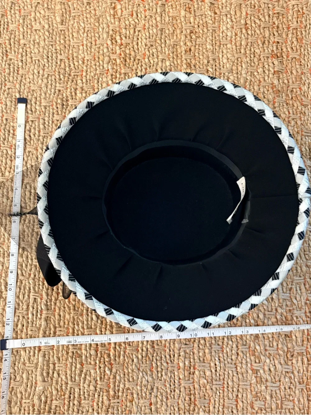 Vintage Caramia Formal Dress Hat Black & White Tulle Bow